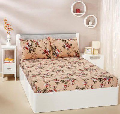 Solimo Super Soft Polyester Double Bedsheet with 2 Pillow Covers | 95 GSM (Peach)