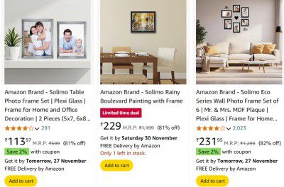 Solimo Table Photo Frame Set Up to 82% off starting From Rs.70