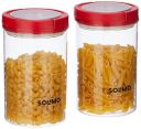 Amazon Brand - Solimo Twist & Lock Plastic Storage Container Set, 900 ml, Set of 2, Red...