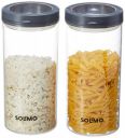 Solimo Twist & Lock Plastic Storage Container Set, 1400 ml, Set of 2, Grey...