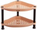 Amazon Brand - Solimo Two-Tier, Multipurpose Plastic Rack for Kitchen (Triangle, Beige and Brown)...