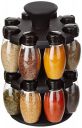 Amazon Brand - Solimo Upright Revolving Plastic Spice Rack, Oval, 16 Pieces,Silver...