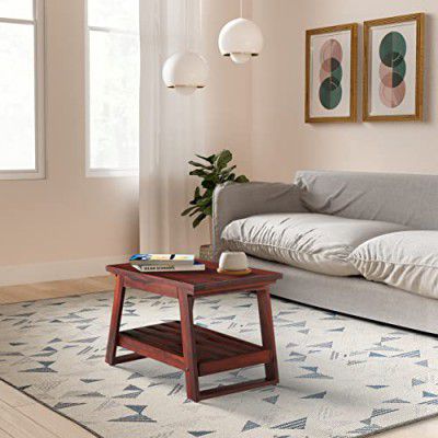 Amazon Brand - Solimo Varuz Coffee Table with Bottom Shelf (Solid Sheesham Wood, Honey Finish)