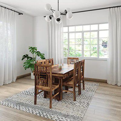 Amazon Brand - Solimo Viridity 6 Seater Solid Sheesham Wood Dining Table (Natural Finish)