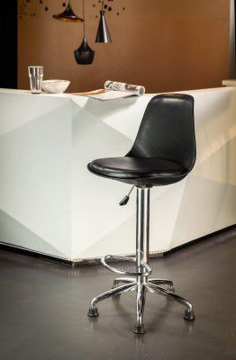 Solimo Volt Kitchen Bar Stool with Adjustable Height, Metal Base, Black