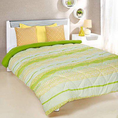 Solimo Xander Microfibre Printed Comforter, Single, 200 GSM, Green and Yellow| TC - 200
