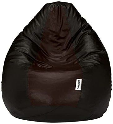 Solimo Xxxl Bean Bag Filled With Beans (Black And Brown)(Faux Leather)
