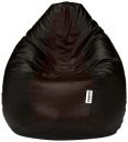 Amazon Brand - Solimo XXXL Faux Leather Bean Bag Filled With Beans (Black and Brown)...