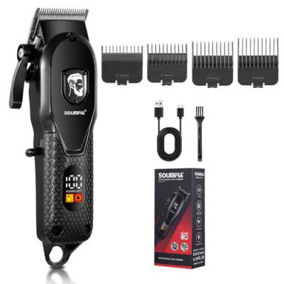 SOLIMPIA HT-671 Salon Series Professional Digital Display Cordless Hair Clipper Trimmers Set, Li-ion Battery 1200mAh 180 minutes Runtime, BLACK