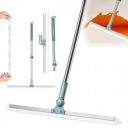 Solitude 50-Inch Rotating Floor Squeegee, Heavy Duty Bathroom Silicone Wiper with 180-Degree Swivel Head, Stainless Steel Extendable Handle, Easy Floor Cleaning Tool...