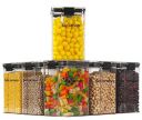SOLOMON - quality product for your lifestyle Unbreakable Square Airtight Storage Container Set for Fridge|Store N Lock Container with Leak Proof Locking Lid -1100ML(PACK OF 6,BLACK, plastic)...