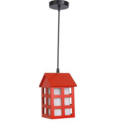 Somil Colourful Pendant Hanging Ceiling Lamp Light of Wood and Glass Shade with All Fitting (Red) Square
