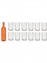 Somil Exquisite Beverage Glass Serving Set with Featuring Elegant Orange Bottle, 1000 ml Capacity, and 12 Individual 150 ML. Glasses...