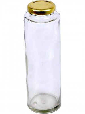 Somil Glass Storage And Serving Bottle With Metal Lid | 350 Ml, Size - 5.7 X 5.7 X 18.5 Cm