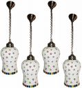 Somil Pendant Colourful Hanging Ceiling Lamp Light, Metal, Glass, Compatible with 5 to 60 Watt LED, (Set of 4)...