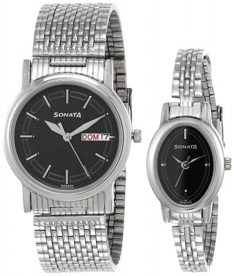 Sonata Analog Black Dial Unisex Watch NM11418100SM01/NN11418100SM01/NP11418100SM01