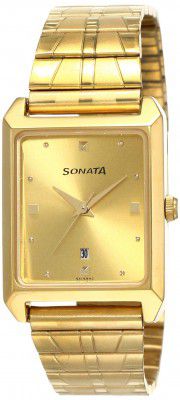Sonata Analog Champagne Dial Mens Watch-NL7007YM02/NP7007YM02