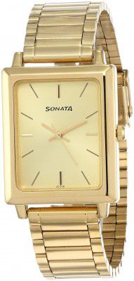 Sonata Analog Gold Dial Mens Watch-NL7078YM02/NP7078YM02
