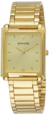 Sonata Analog Gold Dial Mens Watch-NL7053YM02/NP7053YM02