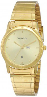 Sonata Analog Gold Dial Mens Watch-NL7023YM08/NP7023YM08