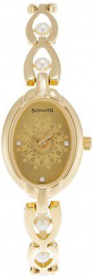 Sonata Analog Gold Dial Mens Watch-NL8048YM12/NP8048YM12