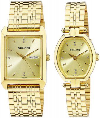 Sonata analog Gold Dial unisex Watch NL70078083YM02/NN70078083YM02/NP70078083YM02