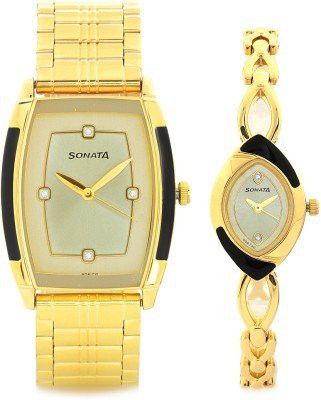 Sonata Analog Gold Dial Unisexs Watch-NL70808069YM02/NP70808069YM02