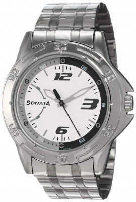 Sonata Analog White Dial Mens Watch-NL77001SM02/NP77001SM02