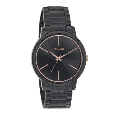 Sonata Beyond Gold Analog Black Dial Mens Watch-NN77031KM04/NP77031KM04