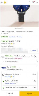 Sonata, Casio, Titan, Timex watches up to 70% off plus extra Rs.200 off
