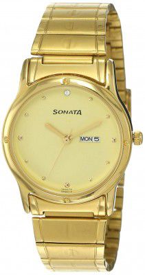 Sonata Classic Analog Gold Dial Mens Watch-NL7023YM09/NP7023YM09