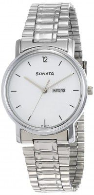 Sonata Classic Analog White Dial Mens Watch-NL1013SM06/NP1013SM06