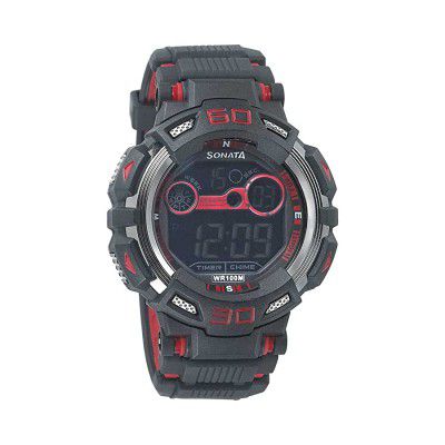 Sonata Digital Black Dial Mens Watch-NL77009PP01