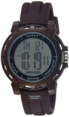 Sonata Digital Grey Dial Mens Watch-NL77037PP05