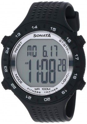 Sonata Digital Grey Dial Mens Watch-NL77040PP05
