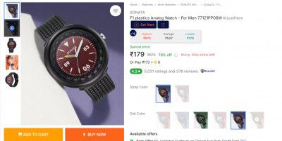 SONATA  F1 plastics Analog Watch - For Men 77121PP06W