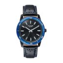 Sonata Poze 7 Analog Black Dial IP Black + Blue Stitch Leather Strap Watch for Men - SP70092KL01W...