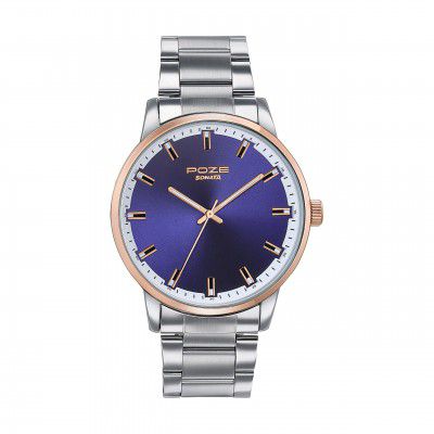 Sonata Poze Quartz Analog Blue Dial Metal Strap Watch for Men