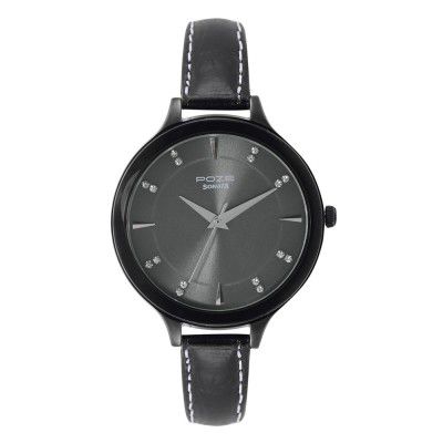 Sonata Poze Quartz Analog Gun Dial Metal Strap Watch for Women-SP80015QL01