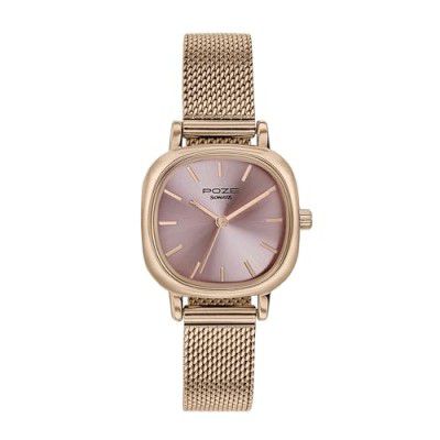 Sonata Poze Quartz Analog Pink Dial Mesh Strap Watch for Women_Sp80024Wm01W, Rose Gold Band