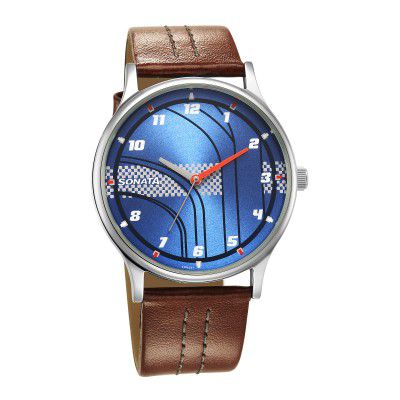 Sonata RPM Blue Dial Leather Strap Analog Watch for Men-77105SL08
