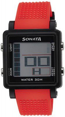 Sonata Super Fibre Digital Grey Dial Mens Watch-NL77043PP03