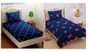 Soniasaa Prime Collection 199 TC Cotton-Blend Single Sized(90x60) Inch 2 Bedsheet with 2 Pillow Covers with Digital HD Print (Ace Dark Blue)...