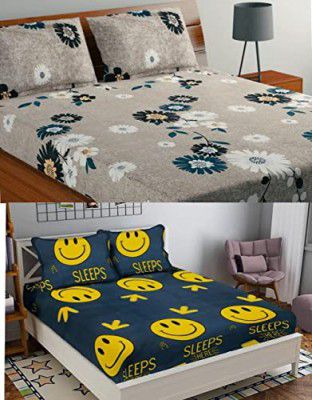 Soniasaa Prime Collection Combo Pack of 2 Double Bedsheet with Free 4 Pillow Covers | 176 TC Soft and Comfortable Cotton-Blend 230X228 Cm Combo Double Bedsheet for Double Bed