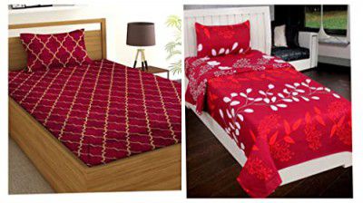 Soniasaa® Prime Collection Combo Pack of 2 Single Bedsheet with 2 Pillow Covers