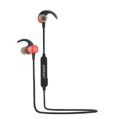 Sonilex BT43 Rich Bass Up to 7H Playback Tangle Free Cable Magnetic Earbuds Wireless Earphones Bluetooth Headphones with Mic (Red) (SL-BT-43-RED)