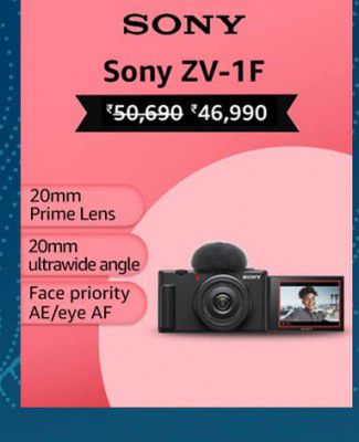 Sony ZV-1F Vlog Camera @ ₹45490 on Amazon | Extra @ ₹1500 Discount