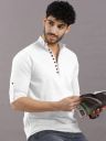 SOPANI  Men Solid Cotton Blend Straight Kurta  (White)...