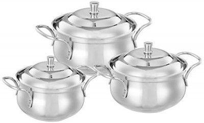 Sorabh 22HDP-SO3 Stainless Steel Harmony Dish/Tableware Cooking and Serving Dish (Plain, Set of 3)