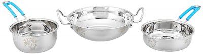 Sorabh SCSL-3 Stainless Steel Cookware Laser for Home and Kitchen (Set of 3)